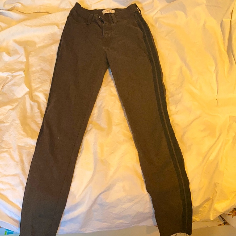 Vibrant women’s dark olive green high rise jeans